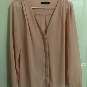 Sheer Pink Long Sleeve Blouse